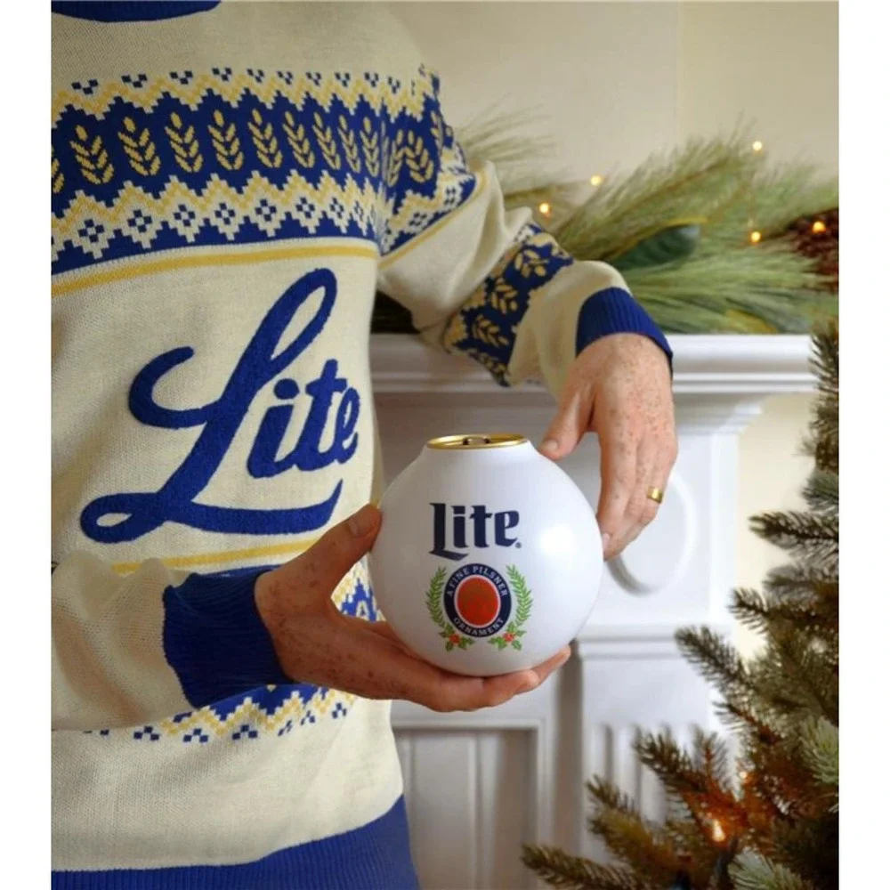 Miller Lite 50 Mens Knit Sweater M Beer Logo Fair Isle Holiday Christmas Retro